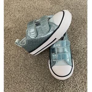 New Converse Metallic Blue Baby Sneakers Size 6